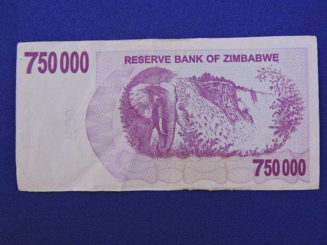 ZIMBABWE $750 000  Seven Hundred and Fifty Thousand Dollar Bank note  Bearer Cheque Issued 2007