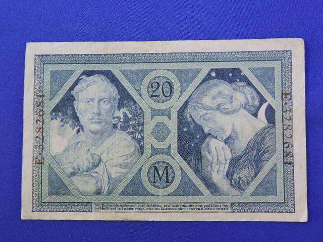 German 20 Mark REICHSBANKNOTE Bank Note  Berlin 4 November 1915  Circulated
