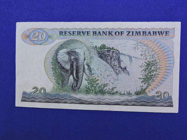 ZIMBABWE $20 TWENTY Dollar Bank note in good condition  Issued 1983 Bird watermark