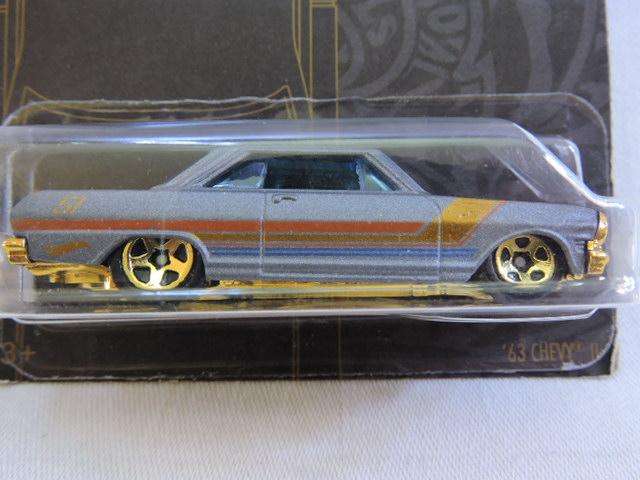 Hot Wheels Chevy Chevrolet Chevy 11 ( 63 Chevy 2 Blue & Gold stripe  ) Long Card