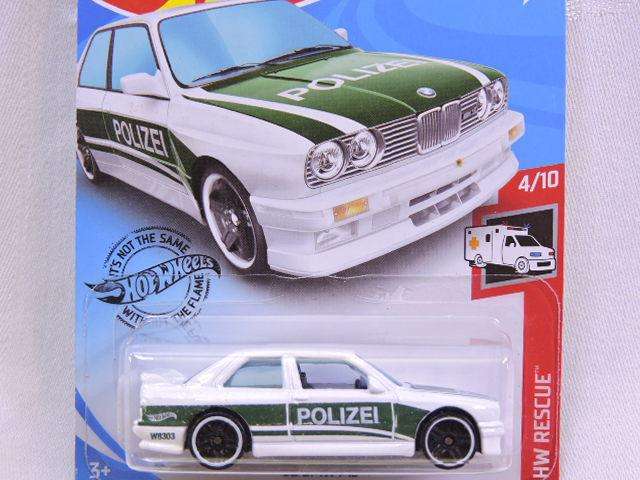 Hot wheels BMW M3 Boxie shape ( White  Polizei )  Long Card