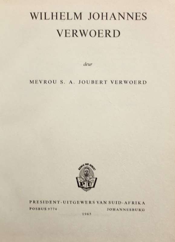 WILHELM JOHANNES VERWOERD - MEV. S.A. JOUBERT VERWOERD