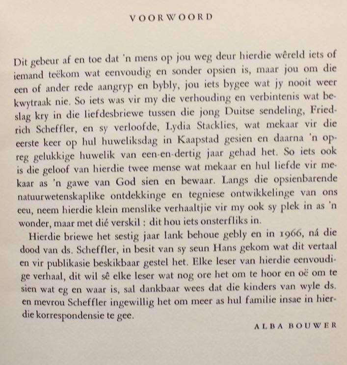 LIEWE LYDIA - LIEWE FRITZ (LIEFDESBRIEWE 1905-1906) VOORBEREI DEUR ALBA BOUWER