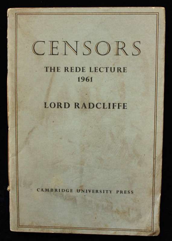 CENSORS - THE REDE LECTURE 1961 BY LORD RADCLIFFE