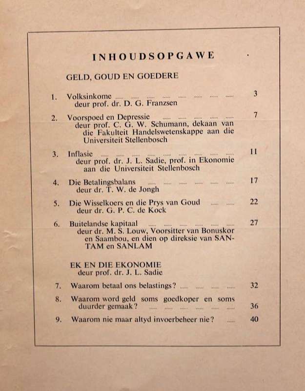 EKONOMIE VIR DIE BURGER - 'N SAUK-PUBLIKASIE (1959)