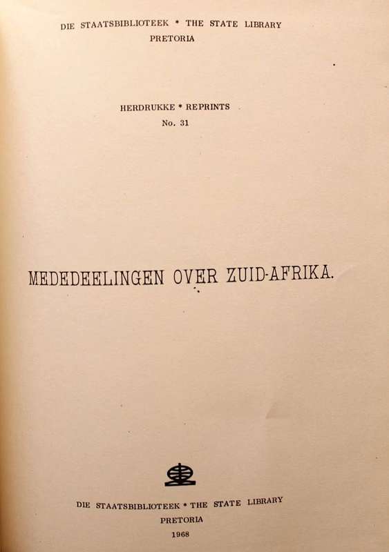 MEDEDEELINGEN OVER ZUID-AFRIKA - DR. H.F. JONKMAN