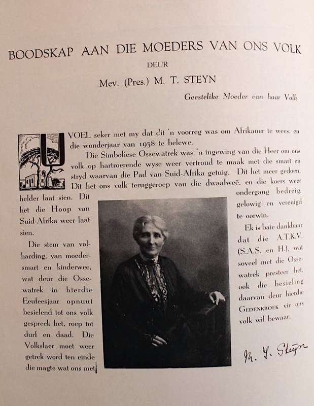 GEDENKBOEK VAN DIE OSSEWATREK 1838-1938 - D. MOSTERT (met oorspronklike glipkassie!)