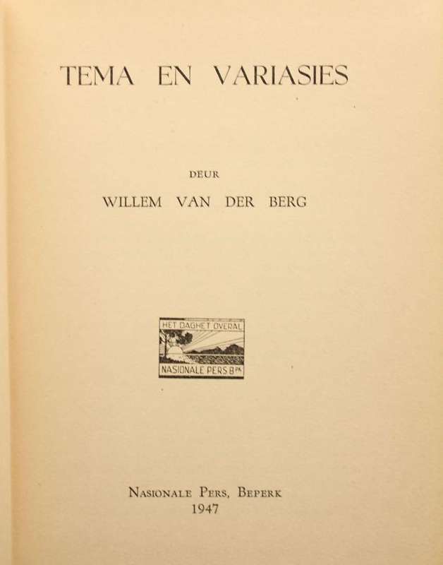TEMA EN VARIASIES - WILLEM VAN DER BERG (1947)