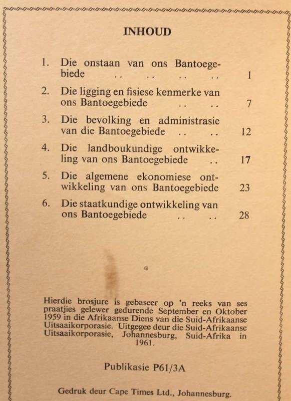 ONS BANTOEGEBIEDE - PROF. N.J.J. OLIVIER (1961) - 'N SAUK-UITGAWE