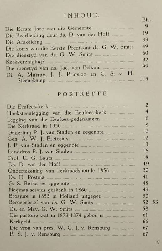DIE NEDERDUITSCH HERVORMDE GEMEENTE RUSTENBURG 1850-1950 deur S.P. Engelbrecht