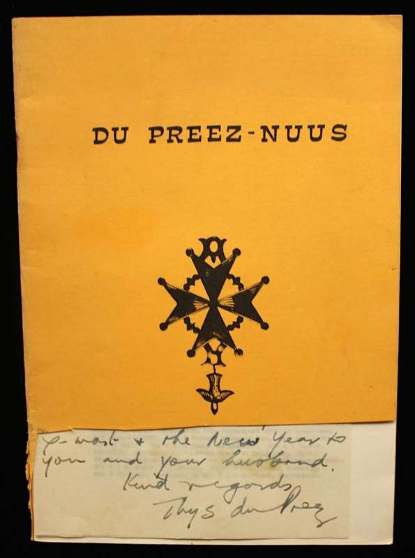 DU PREEZ-NUUS - met handgeskrewe brief van die redakteur Thys du Preez