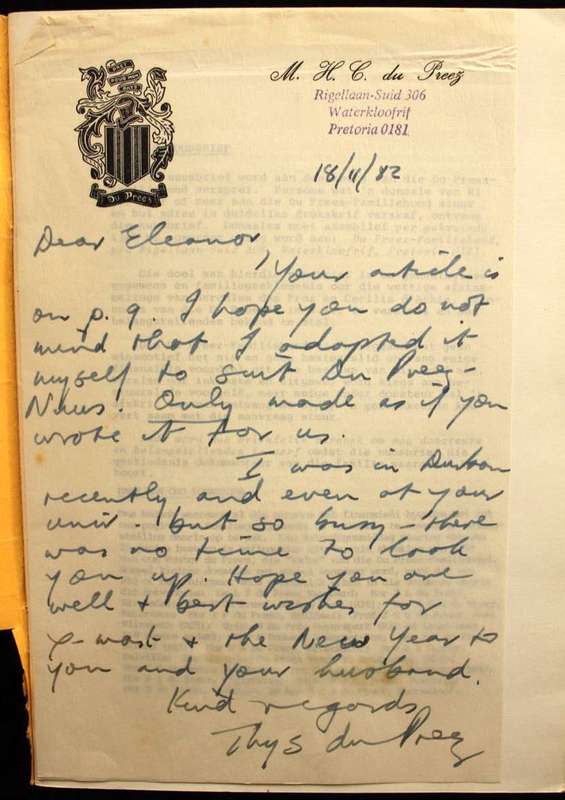 DU PREEZ-NUUS - met handgeskrewe brief van die redakteur Thys du Preez