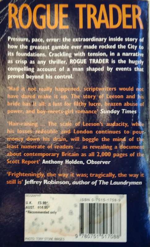 NICK LEESON-ROGUE TRADER-AUTOBIOGRAPHY 1996 SMALL SOFTCOVER