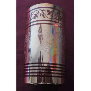 STUNNING GOLD & CRANBERRY VENETIAN STYLE SET OF FIVE CORDIAL GLASSES EMBOSSED & ETCHIED
