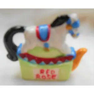 MINIATURE RED ROSE NURSERY RHYME TEAPOT ROCKING HORSE - IDEAL FOR YOUR PRINTERS TRAY - SEALED