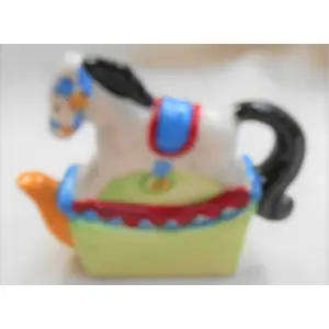MINIATURE RED ROSE NURSERY RHYME TEAPOT ROCKING HORSE - IDEAL FOR YOUR PRINTERS TRAY - SEALED
