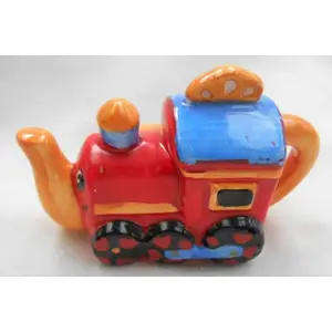 MINIATURE RED ROSE NURSERY RHYME TRAIN TEAPOT IDEAL FOR YOUR PRINTERS TRAY OR DECOR FOR BABY'S ROOM