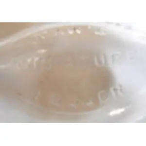 MAW`S MINIATURE GLASS BOTTLE BABY FEEDER MADE IN ENGLAND MEASURES 4 OUNCES OR 8 TABLESPOONS