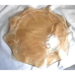 STUNNING FLORA GOLD-LOUISE PATTERN EX-LARGE 28 CM CARNIVAL GLASS BOWL (4)
