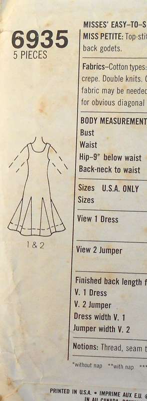 SIMPLICITY 6935 DRESS OR PINAFORE IN 2 LENGTHS SIZE 12 COMPLETE