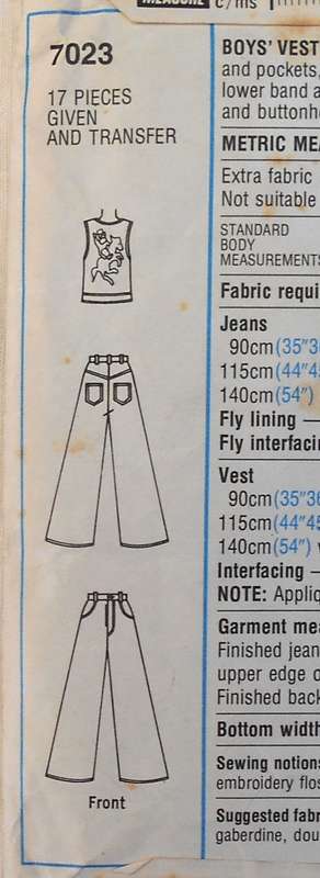 SIMPLICITY 7023 BOYS WAISTCOAT & JEANS + APPLIQUE SIZE 6 CHEST 64 CM - COMPLETE