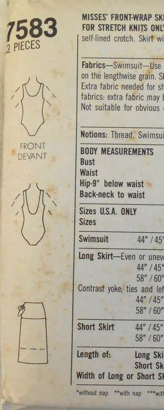 SIMPLICITY 7583 FRONT WRAP SKIRT & SWIMSUIT SIZE 14 COMPLETE-UNCUT-F/FOLDED