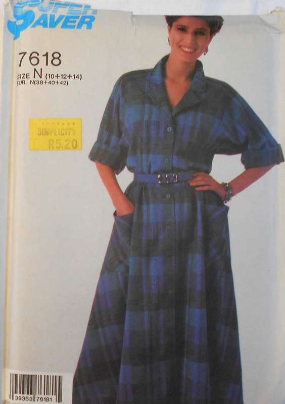 SIMPLICITY 7618 DRESS WITH FLARED SKIRT SIZE 10-12-14 COMPLETE-UNCUT-F/FOLDED