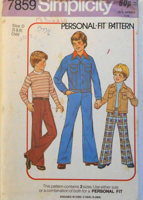 SIMPLICITY 7859 BOYS UNLINED JACKET & JEANS SIZE 5-6 YEARS COMPLETE