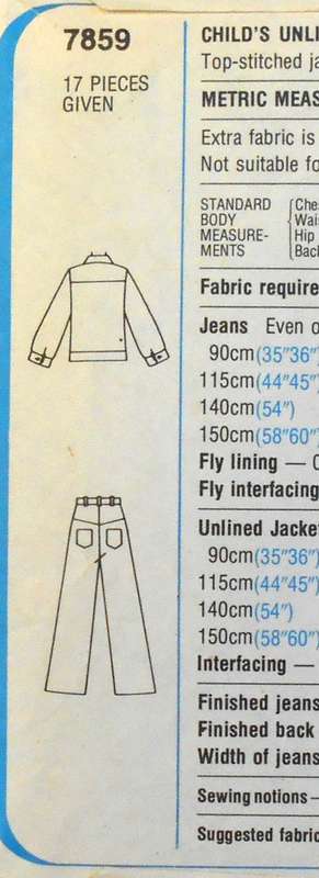 SIMPLICITY 7859 BOYS UNLINED JACKET & JEANS SIZE 5-6 YEARS COMPLETE