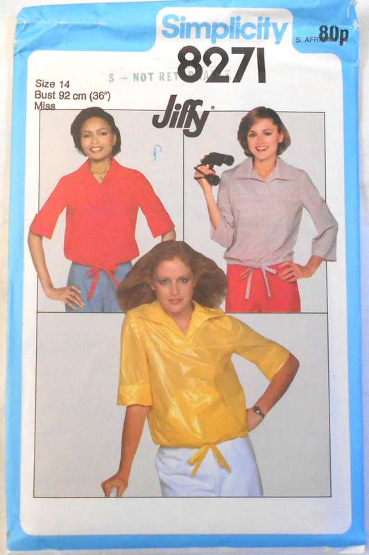 SIMPLICITY 8271 PULLOVER TOP SIZE 14 BUST 92 CM COMPLETE-UNCUT-F/FOLDED