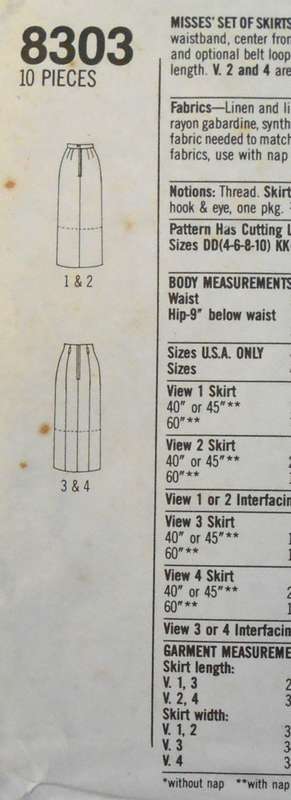 SIMPLICITY 8303 SET OF SKIRTS IN 2 LENGTHS SIZE 8-14 COMPLETE CUT TO 12