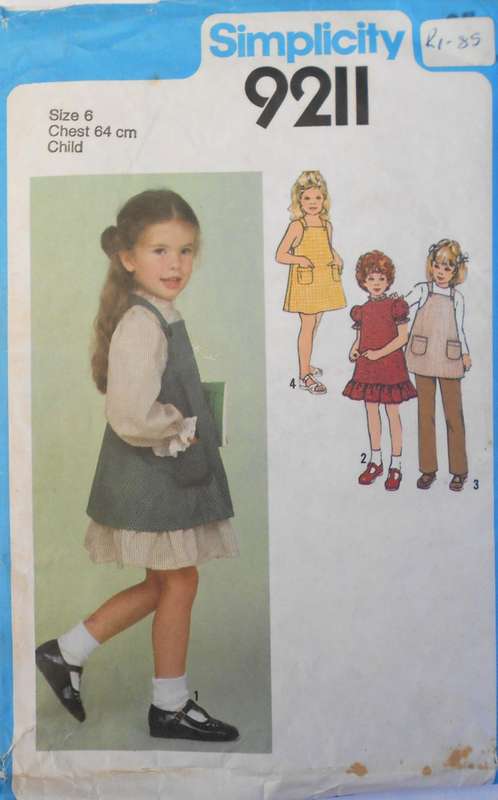 SIMPLICITY 9211 GIRLS DRESS-SUNDRESS-PINAFORE SIZE 6 YEARS BREAST 64 CM -SEE LISTING