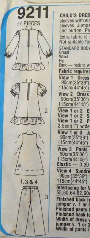 SIMPLICITY 9211 GIRLS DRESS-SUNDRESS-PINAFORE SIZE 6 YEARS BREAST 64 CM -SEE LISTING