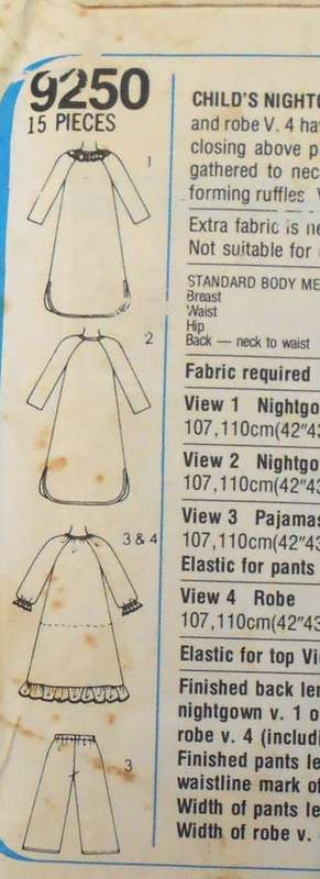 SIMPLICITY 9250 GIRLS NIGHTGOWN-PJS ROBE SIZE  6 YEARS-CHEST 64 CM COMPLETE