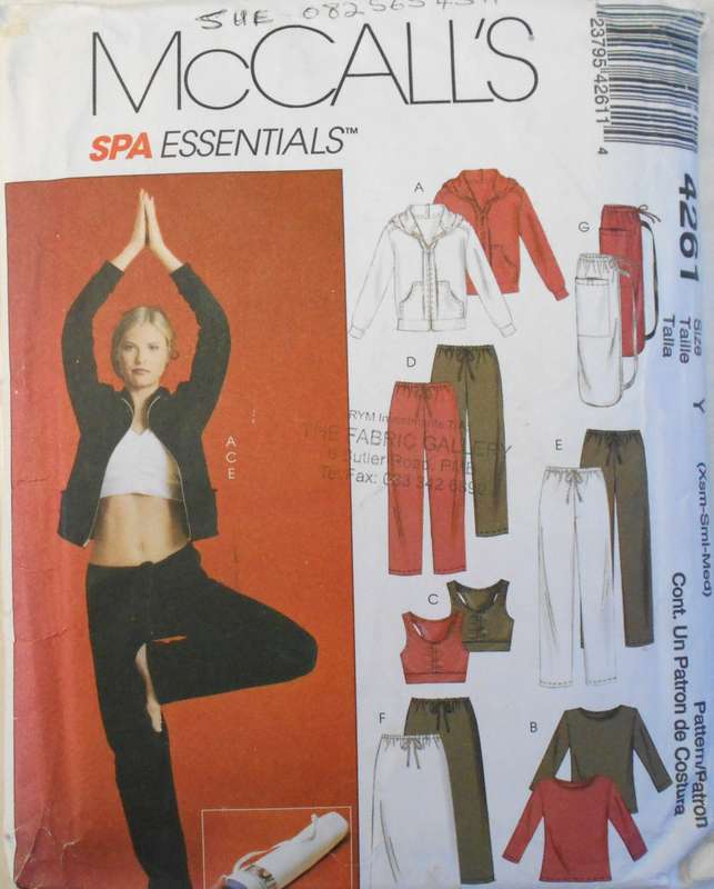 McCALLS 4261 TRACKSUIT TOP-JACKET-SKIRT-BAG SIZEXS-S-M (4-14) COMPLETE-UNCUT-F/F NO PANTS PATTERN