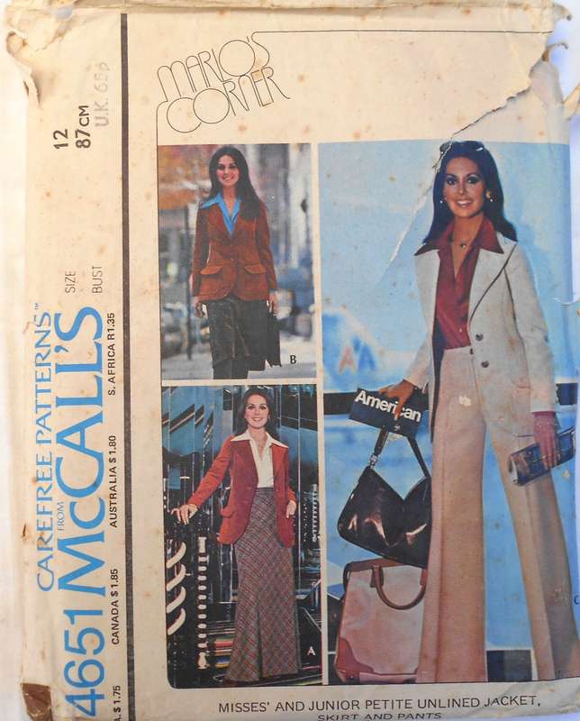 McCALLS 4651 UNLINED JACKET-SKIRT-PANTS SIZE 12 BUST 87 CM COMPLETE