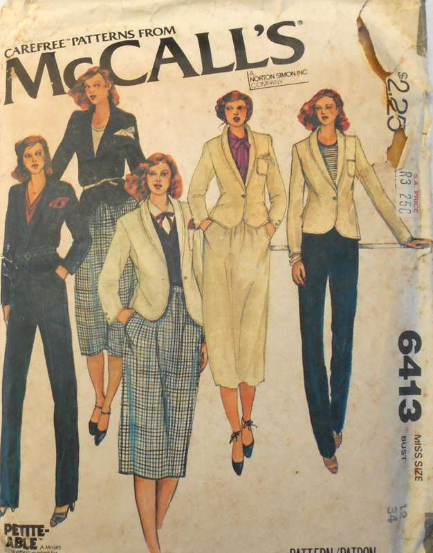 McCALLS 6413 LINED JACKET-SKIRT-PANTS SIZE 12 BUST 34 COMPLETE-UNCUT-F/FOLDED