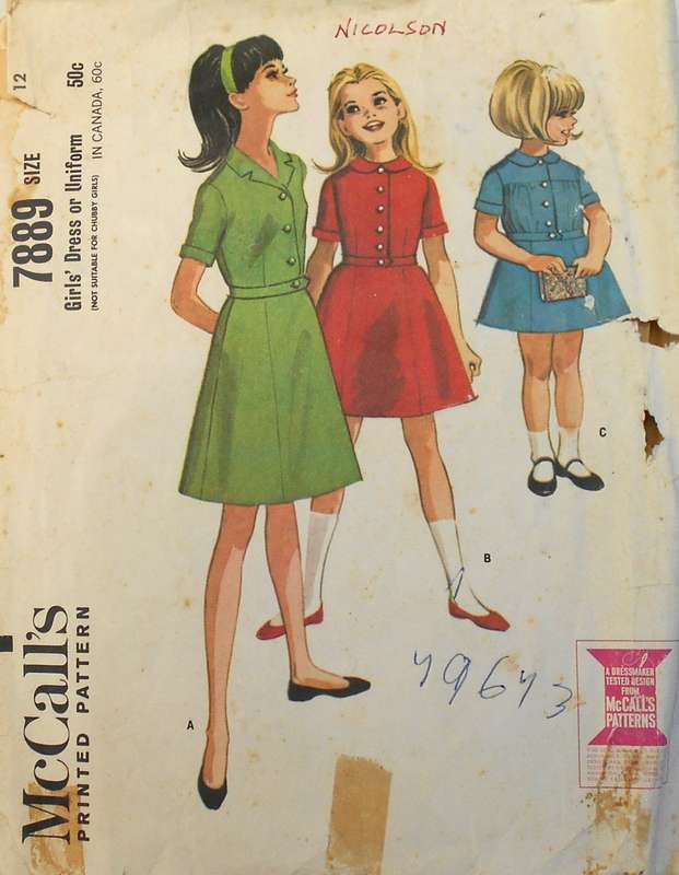 McCALLS 7889 GIRLS UNIFORM SIZE 12 YEARS SKIRT 7 & 8 NOT SUPPLIED USE 5+6