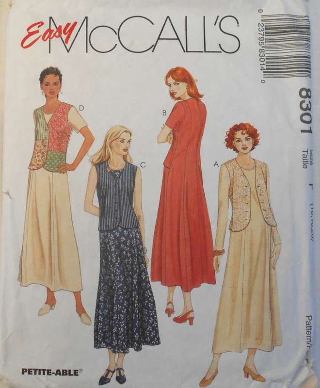 McCALLS 8301 DRESS WITH MOCK WAISTCOAT SIZE 16-18-20 COMPLETE-CUT TO 18