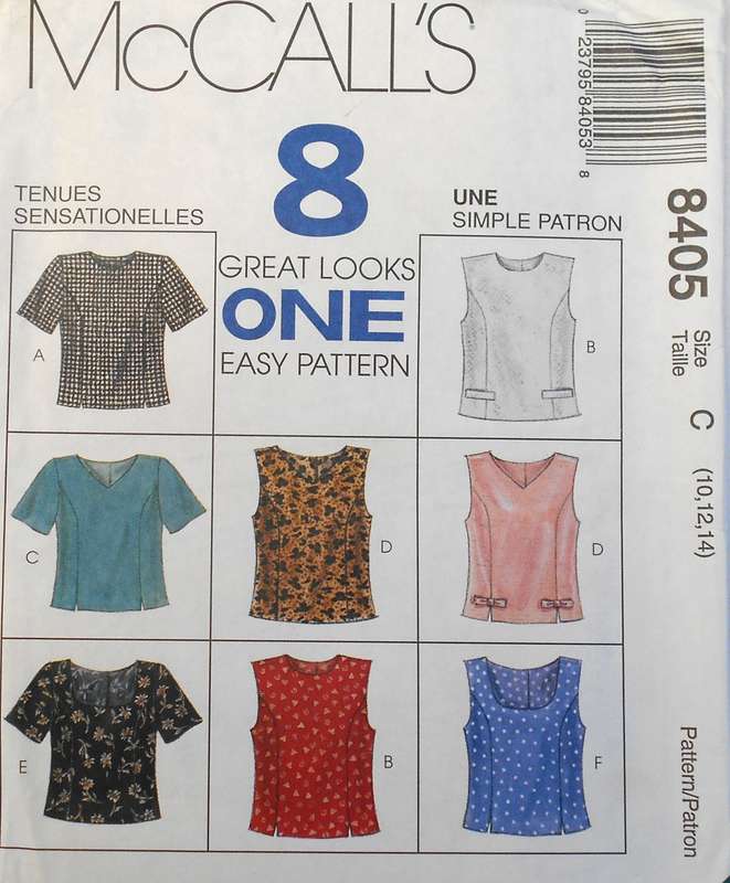 McCALLS 8405 SET OF TOPS SIZE 10-12-14 COMPLETE-UNCUT-F/FOLDED
