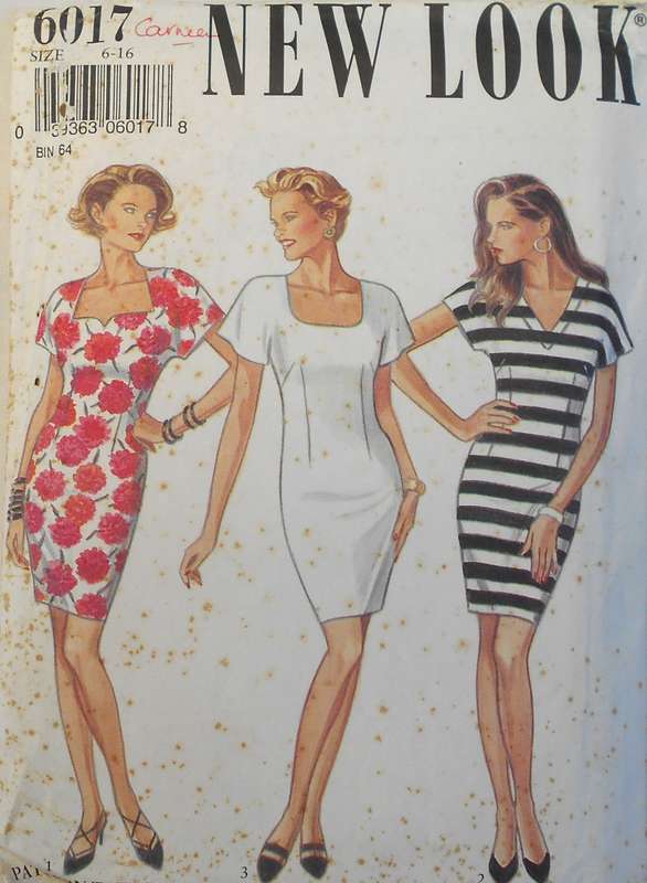 NEW LOOK PATTERNS 6017 DRESS WITH NECKLINE VARIATIONS SIZE 6 - 16 COMPLETE- CUT TO 12