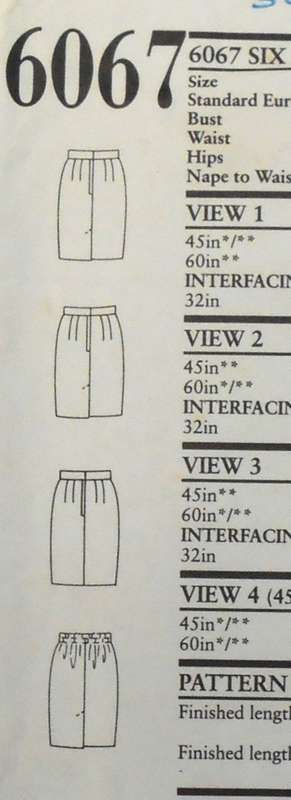 NEW LOOK PATTERNS 6067 SET OF SKIRTS SIZE 8-18 COMPLETE CUT TO 10