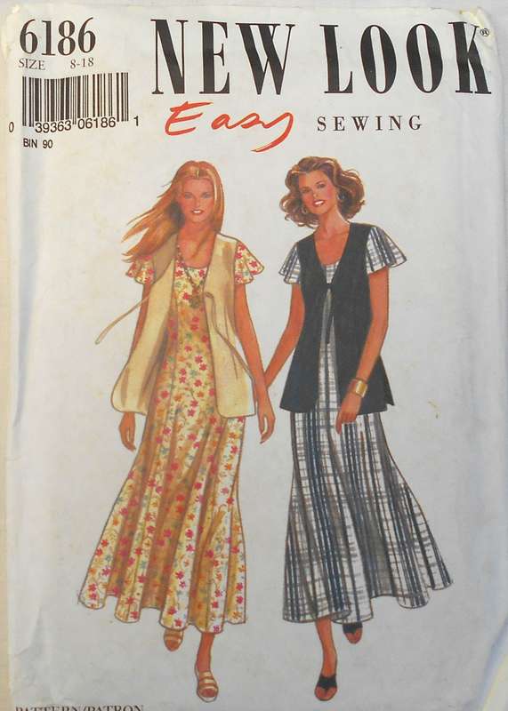 NEW LOOK PATTERNS 6186 DRESS & WAISTCOAT SIZE 8-18 COMPLETE-CUT TO 12