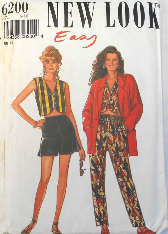 NEW LOOK PATTERNS 6200 JACKET-TOP-PANTS-SHORTS SIZE 6-16 COMPLETE-CUT TO 14