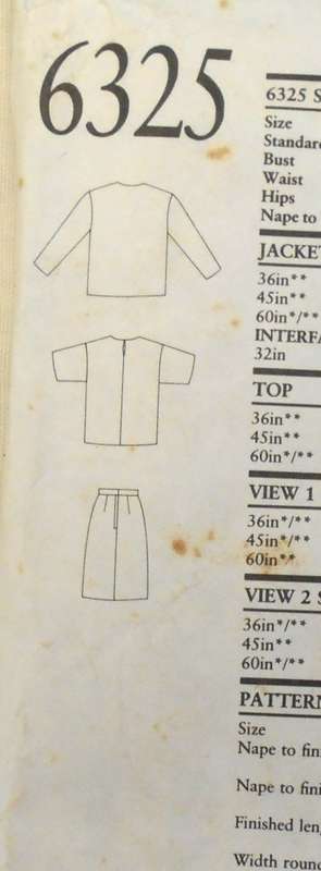 NEW LOOK PATTERNS 6325 JACKET-TOP-SKIRT SIZE 8-18 COMPLETE-PART CUT TO 12