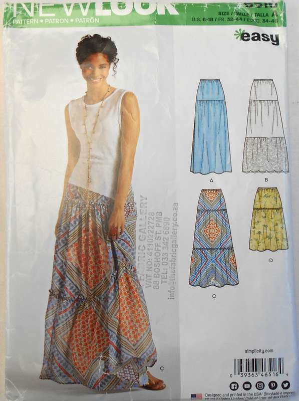NEW LOOK PATTERNS 6518 SET OF TIERED SKIRTS SIZE 6-18 COMPLETE-CUT TO 10