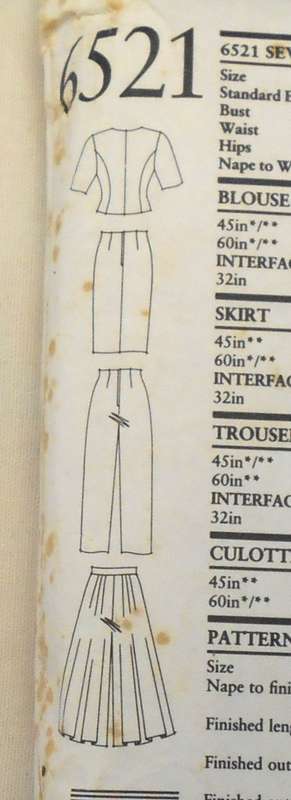 NEW LOOK PATTERNS 6521 TOP-SKIRT-PANTS-CULOTTES SIZE 8-20 COMPLETE CUT TO 12