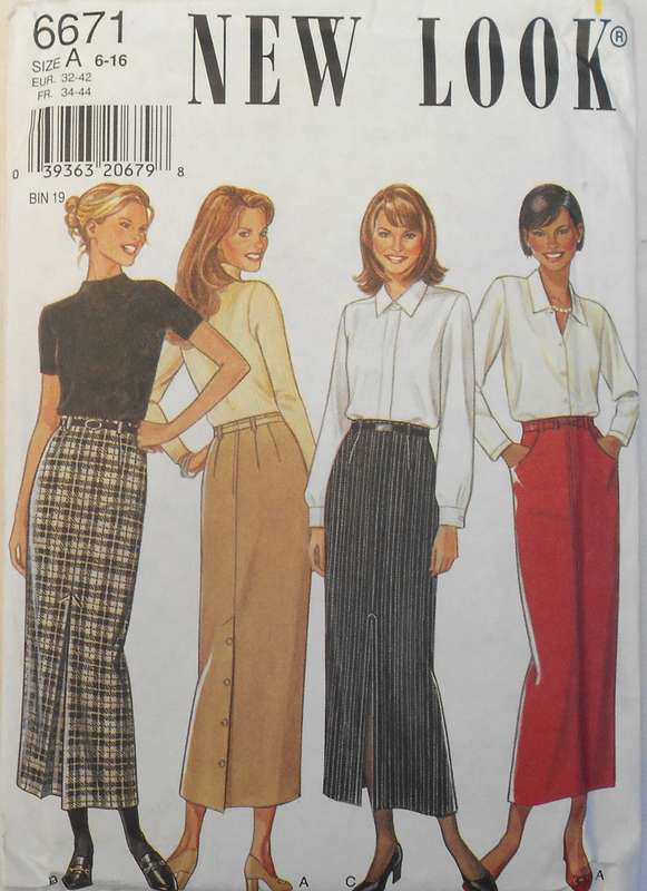 NEW LOOK PATTERNS 6671 SET OF LONG STRAIGHT SKIRTS SIZE 6-16 COMPLETE-CUT TO 12