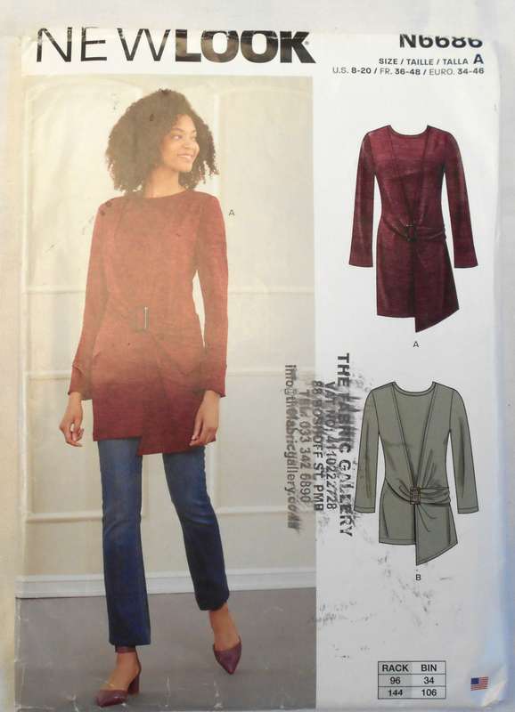 NEW LOOK PATTERNS N6686 TOP WITH FRONT WRAP SIZE 8-20 COMPLETE-CUT TO 10