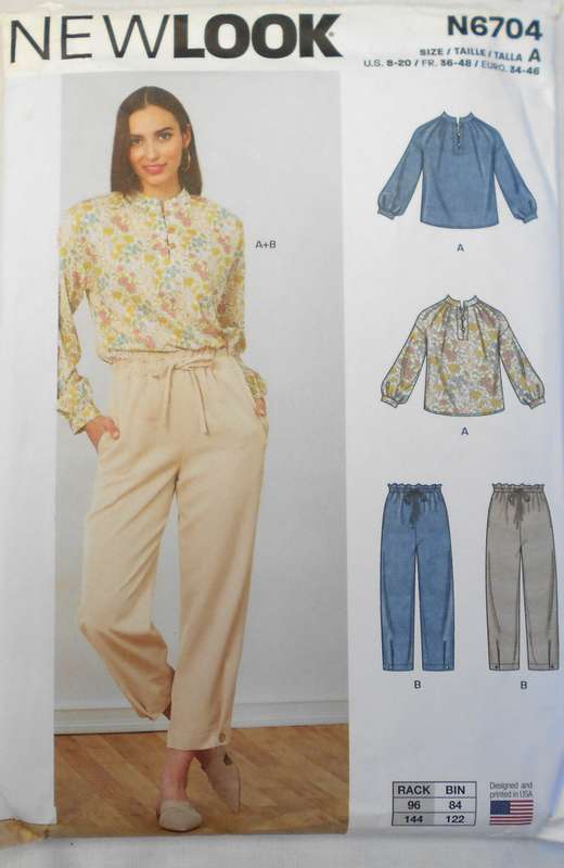 NEW LOOK PATTERNS N6704 TOP WITH SLEEVES & PANTS SIZE 8-20 COMPLETE-CUT TO 12/14